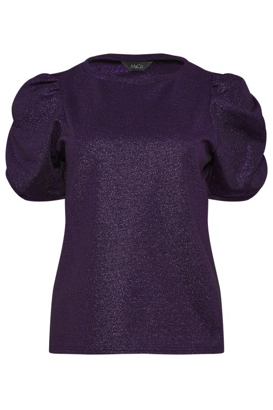 M&Co Purple Shimmer Ruched Sleeve Blouse | M&Co 6