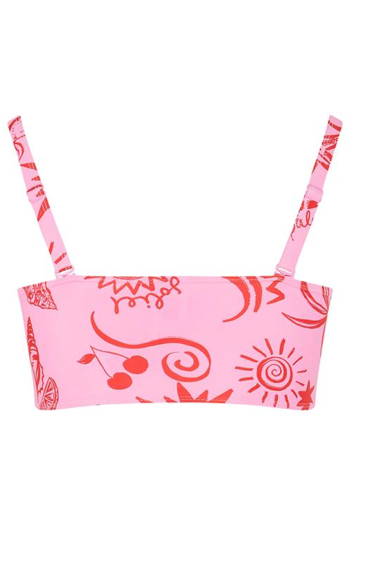 YOURS Plus Size Pink Shell Print Bandeau Bikini Top | Yours Clothing 7