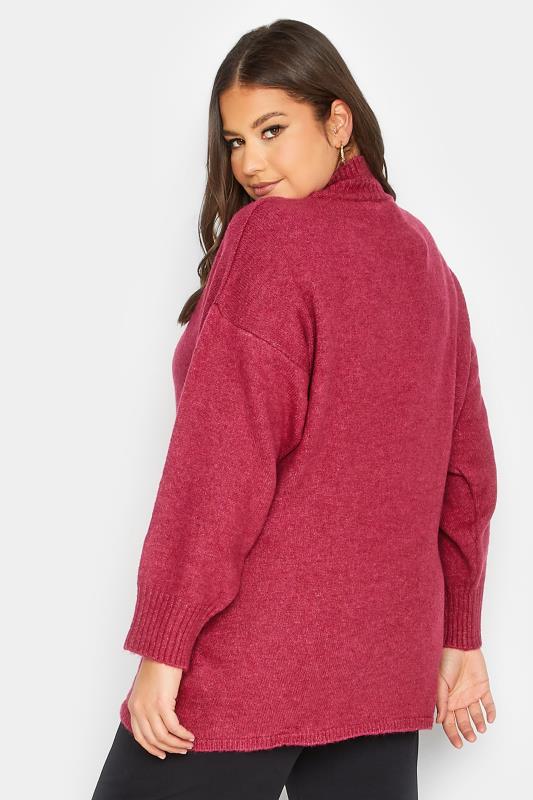 YOURS LUXURY Plus Size Dark Pink Batwing Jumper | Yours Clothing 3