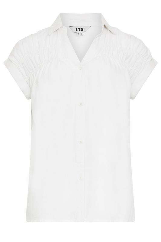LTS Tall Women's White Shirred Detail Linen Blouse | Long Tall Sally 5