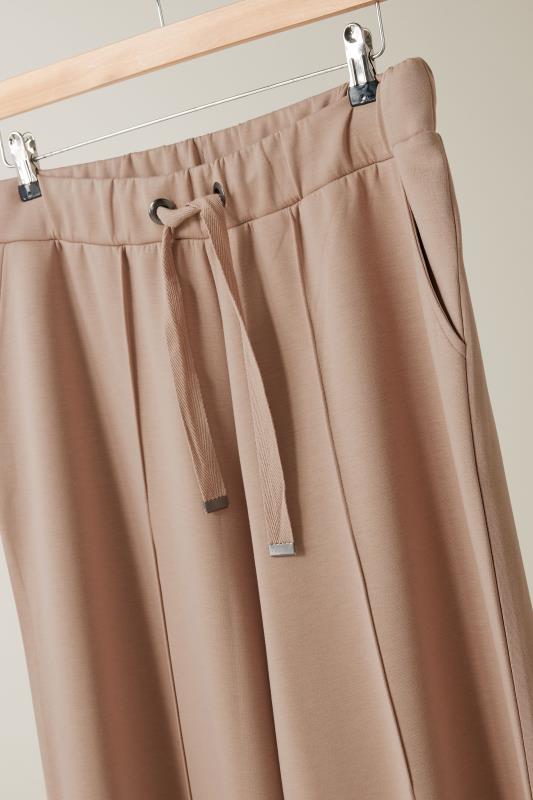 EVANS Plus Size Natural Brown Luxe Wide Leg Joggers | Evans 6