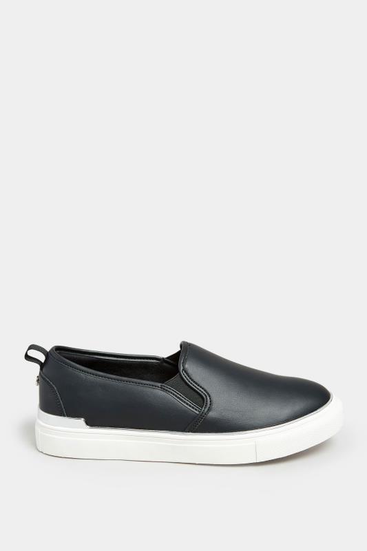 Black & Silver Hardware Slip-On Trainers In Extra Wide EEE Fit | Yours Clothing 4