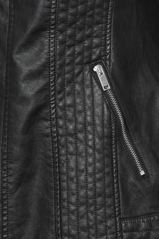 YOURS Plus Size Curve Black Faux Leather Zip Jacket | Yours Clothing  6