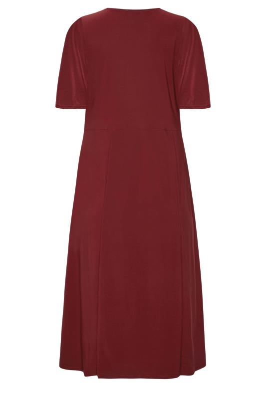 M&Co Burgundy Red Angel Sleeve Split Hem Midi Dress | M&Co 7