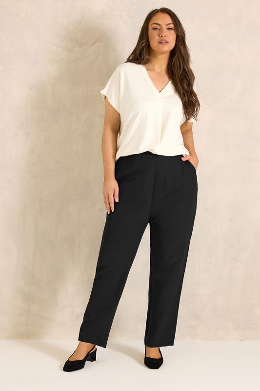 EVANS Plus Size Black Tapered Formal Trousers | Evans 1