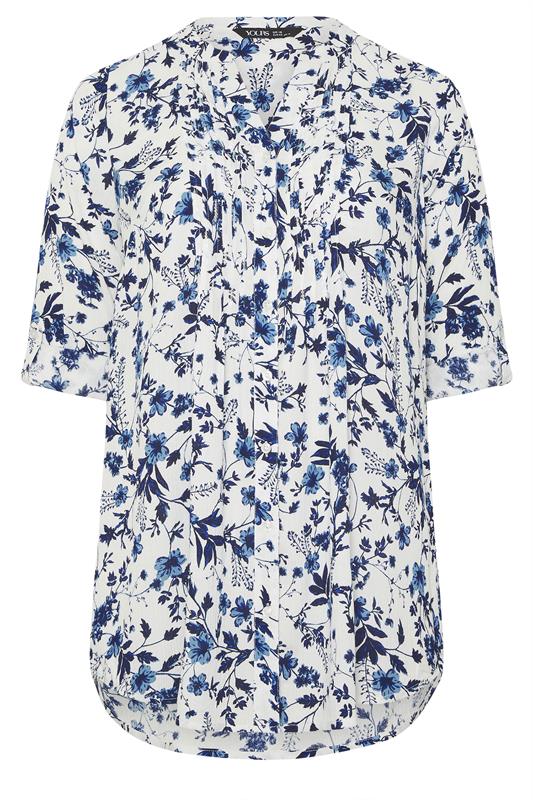 YOURS Plus Size Blue Floral Sequin Pintuck Blouse | Yours Clothing 5