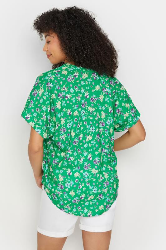 M&Co Green Floral Print Short Sleeve Shirt | M&Co  3