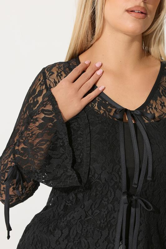 LIMITED COLLECTION Plus Size Black Long Sleeve Lace Top | Yours Clothing 4
