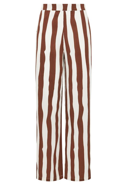LTS Tall Women's White & Brown Stripe Wide Leg Trousers | Long Tall Sally 5