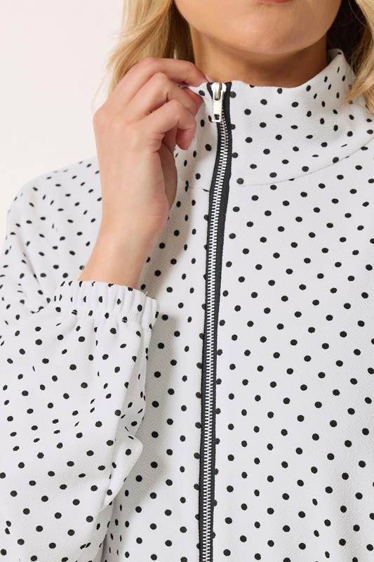 LTS Tall Women's White Polka Dot Funnel Neck Jacket | Long Tall Sally 8