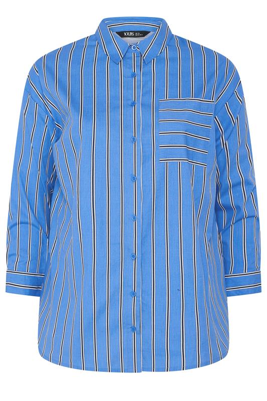 YOURS Plus Size Blue Stripe Button Through Shirt | Yours Clothing 5