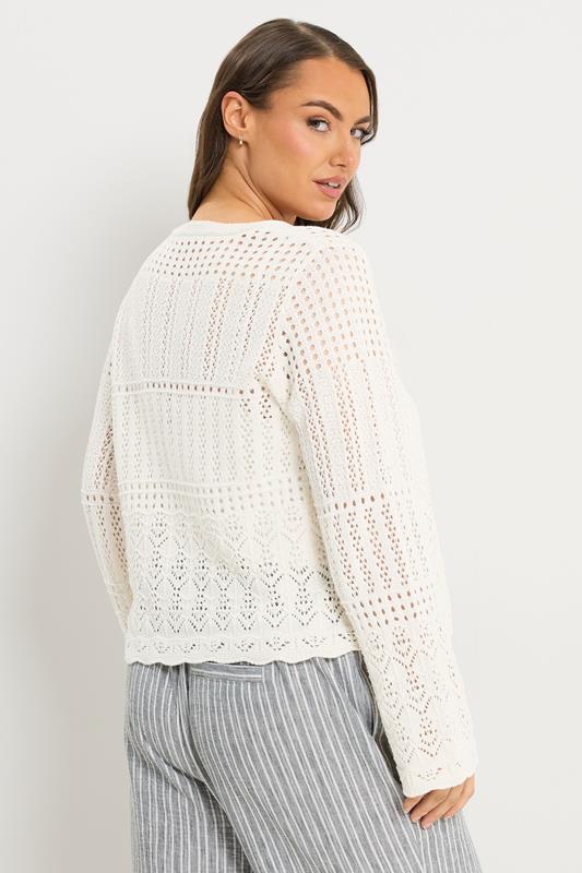 YOURS Plus Size Ivory White Pointelle Knitted Cardigan | Yours Clothing 4