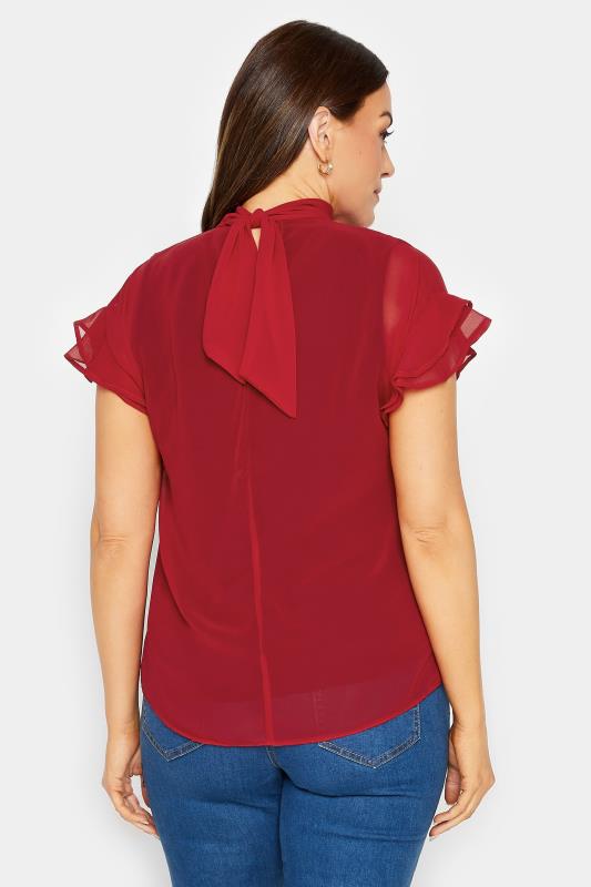 M&Co Red High Neck Frill Sleeve Blouse | M&Co 3