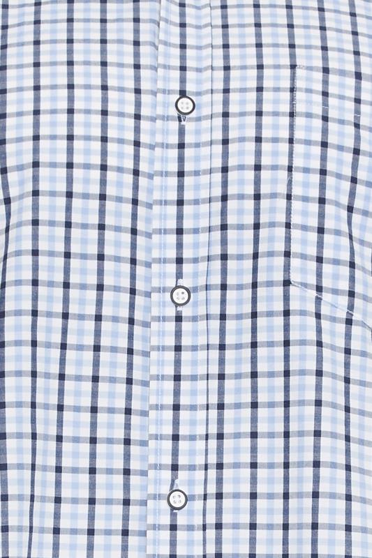 KAM Big & Tall Blue Short Sleeve Gingham Shirt | BadRhino 4