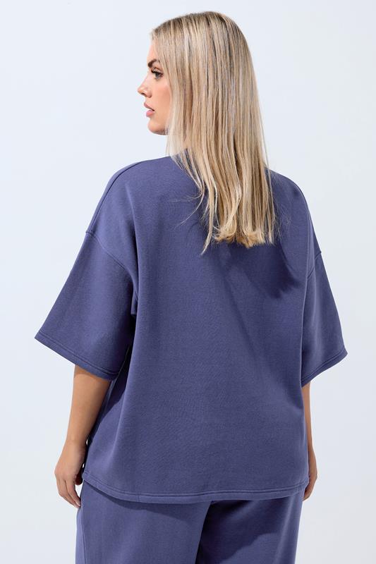 LIMITED COLLECTION Plus Size Purple Embroidered Butterfly Oversized Sweat T-Shirt | Yours Clothing 2