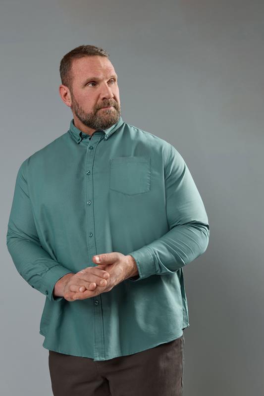 BadRhino Big & Tall Blue Long Sleeve Oxford Shirt
