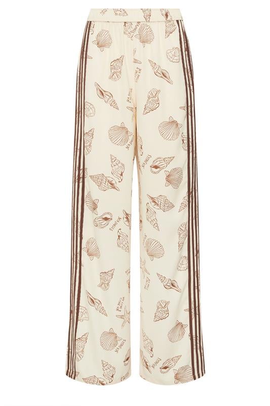 LTS Tall Women's Natural Brown Sea Shell Print Wide Leg Trousers | Long Tall Sally 6