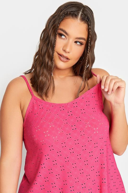 LIMITED COLLECTION Plus Size Pink Broderie Anglaise Cami Top | Yours Clothing 4
