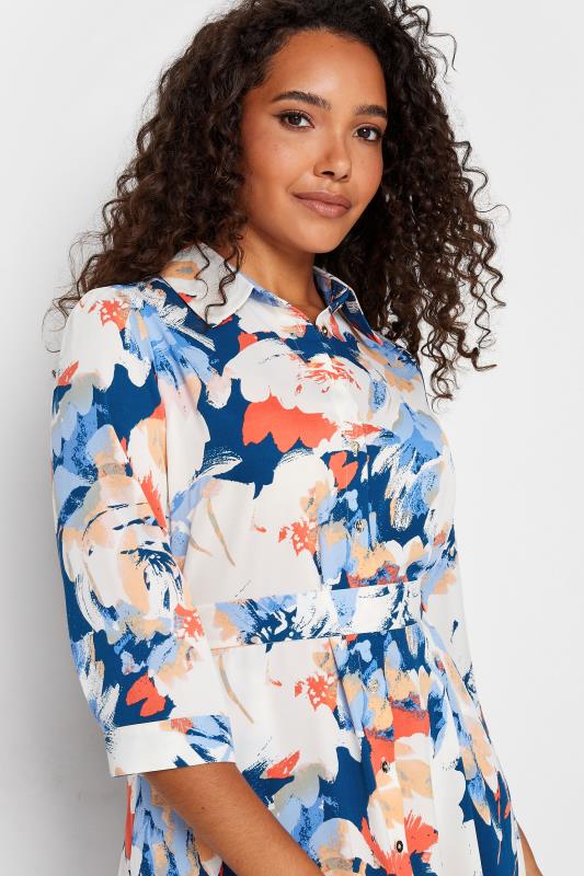 M&Co White & Blue Floral Print Button Through Shirt Dress | M&Co 4