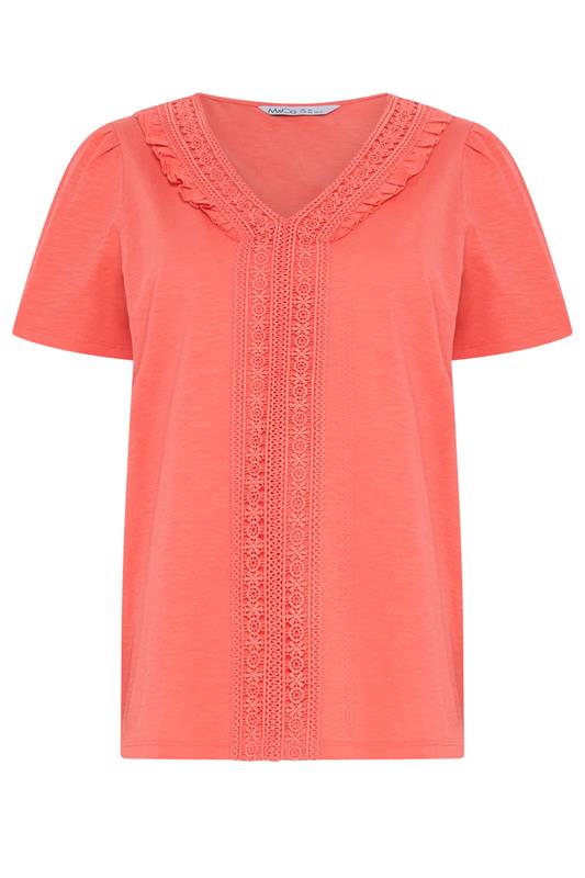 M&Co Coral Short Sleeve Frill Cotton Blouse | M&Co 1