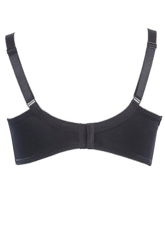 YOURS Plus Size Black Cotton Lace Trim Non-Padded Non-Wired Bralette | Yours Clothing 2