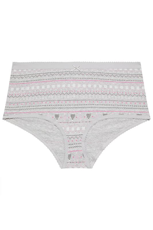YOURSET 5 PACK Plus Size Grey Fairisle Full Briefs | Yours Clothing 8