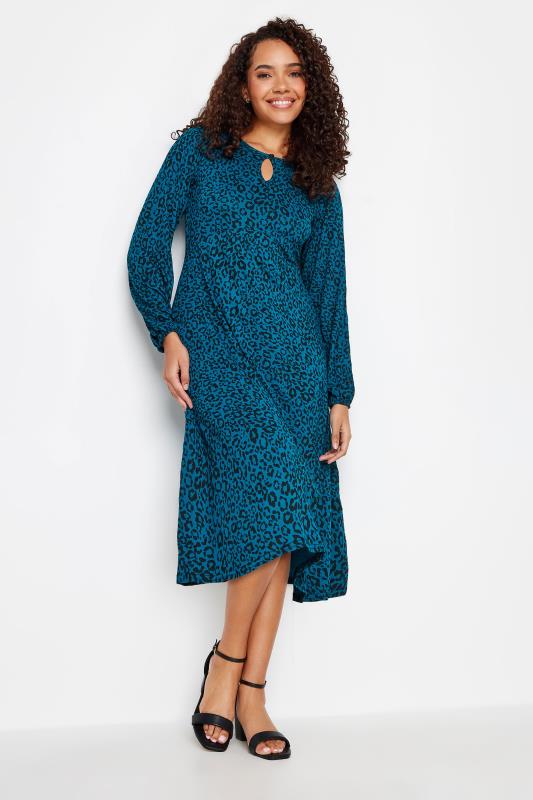 Women's  M&Co Petite Blue Animal Print Midi Dress