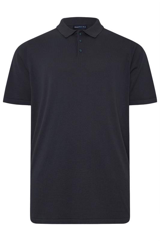 BadRhino Big & Tall Navy Blue Knitted Short Sleeve Polo Shirt | BadRhino 6