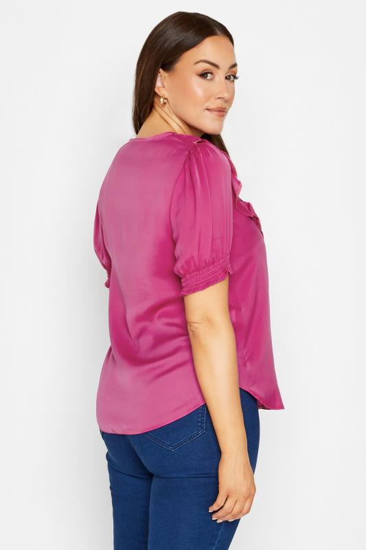 M&Co Dark Pink Frill Front Blouse | M&Co 3
