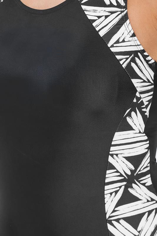 YOURS Plus Size Black Active Abstract Print Swimsuit | Yours Clothing 5