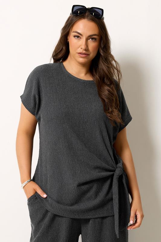 YOURS Plus Size Grey Side Knot T-Shirt 1