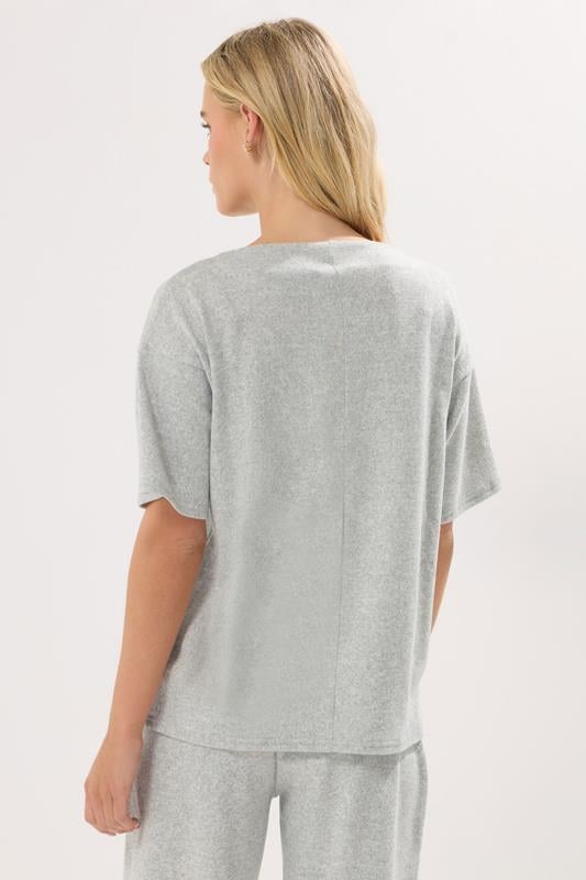 PixieGirl Petite Women's Grey Marl Soft Touch Short Sleeve Top | PixieGirl 2