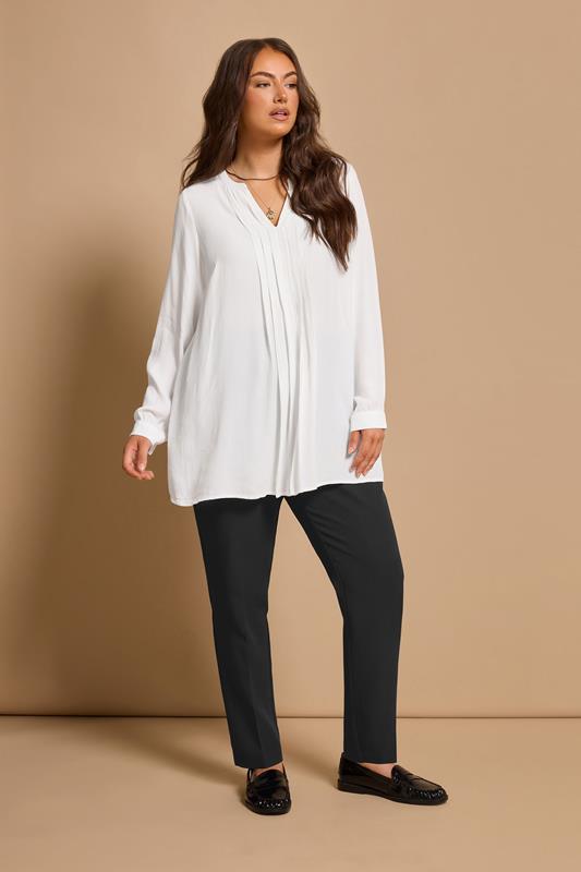 EVANS Plus Size Ivory Pleat Front Blouse | Evans 1