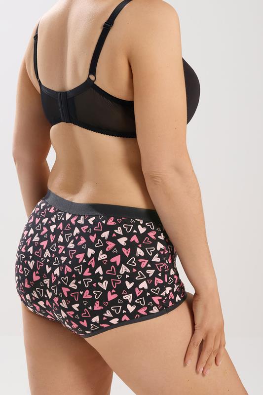 YOURSET 5 PACK Plus Size Black Heart Print Shorts | Yours Clothing 5