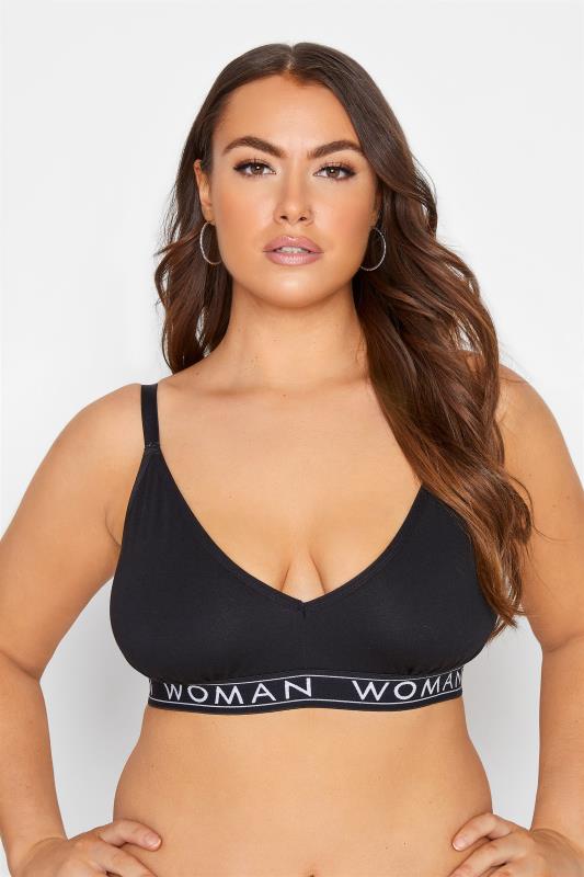 Plus Size Black Woman Triangle Bralette Set | Yours Clothing 2