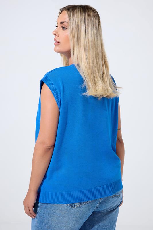 LIMITED COLLECTION Plus Size Blue Cherry Knitted Vest Top | Yours Clothing 2