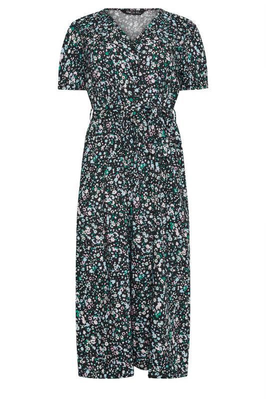 M&Co Petite Black Ditsy Floral Print Button Down Dress | M&Co 5