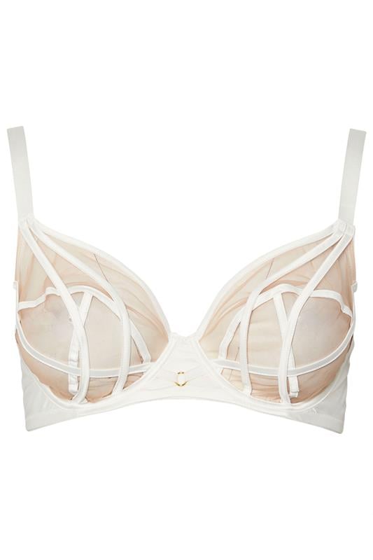 PLAYFUL PROMISES White Ramona Illusion Strap Underwired Bra | Yours Clothing 8