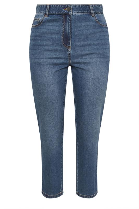 EVANS Plus Size CurveFit Blue Midwash Straight Leg Denim Jeans | Evans 5