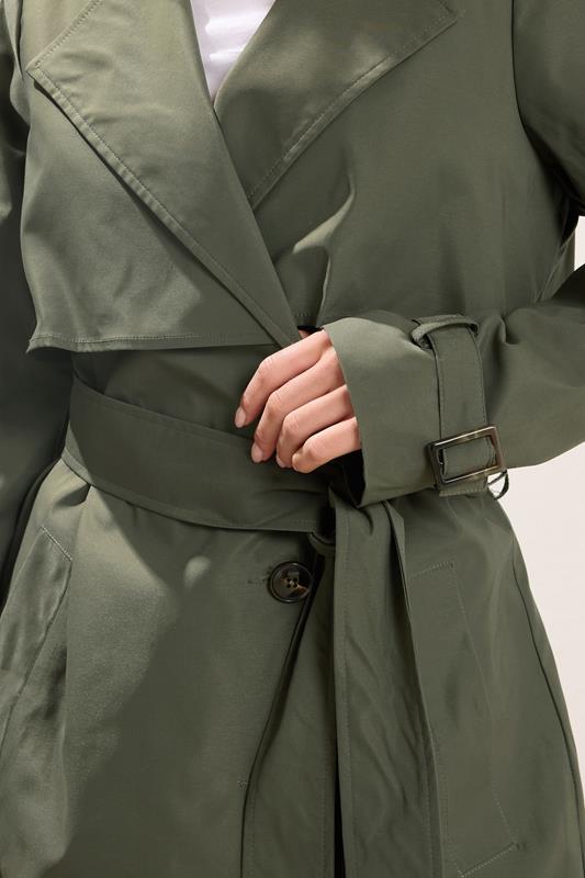 PixieGirl Petite Women's Khaki Green Trench Coat | PixieGirl 4
