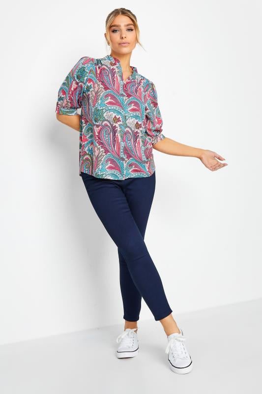 M&Co Pink Paisley Print Puff Sleeve Blouse | M&Co 2