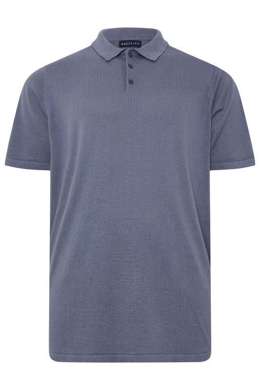 BadRhino Big & Tall Light Blue Knitted Short Sleeve Polo Shirt | BadRhino 1