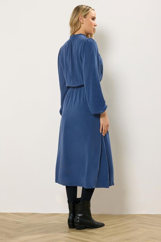 LTS Tall Blue Acid Wash Tie Neck Midi Dress | Long Tall Sally 4