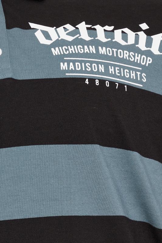 BadRhino Big & Tall Blue 'Detroit' Print Stripe Rugby Polo Shirt | BadRhino 1
