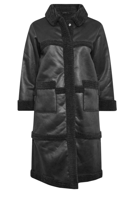 YOURS Curve Black Faux Fur PU Jacket | Yours Clothing 6