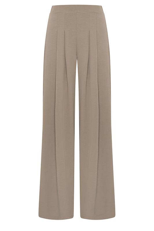 LTS Tall Women's Mocha Brown Pleated Palazzo Wide Leg Trousers | Long Tall Sally 5