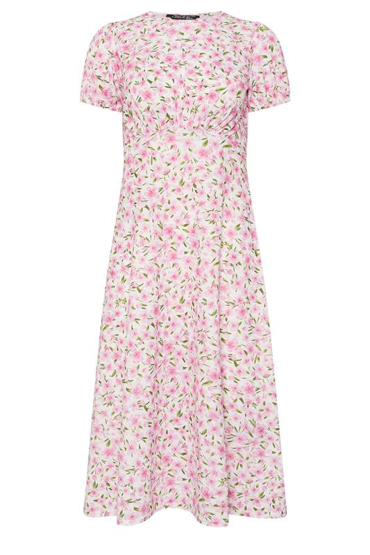PixieGirl Petite Women's Pink & White Floral Midi Dress | PixieGirl 5