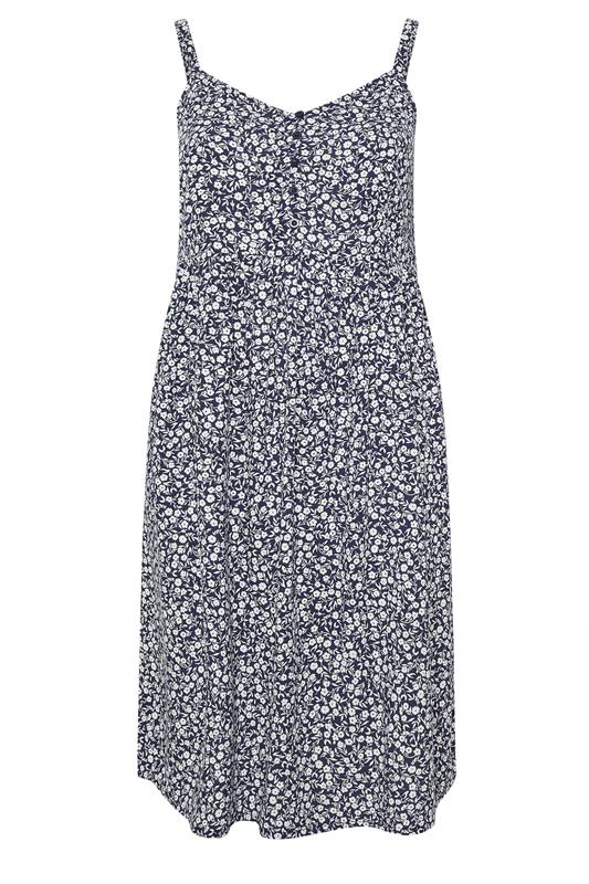YOURS Plus Size Navy Blue Ditsy Floral Strappy Sundress | Yours Clothing 5