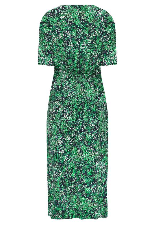 M&Co Green Floral Print Shirred Waist Midi Dress | M&Co 7