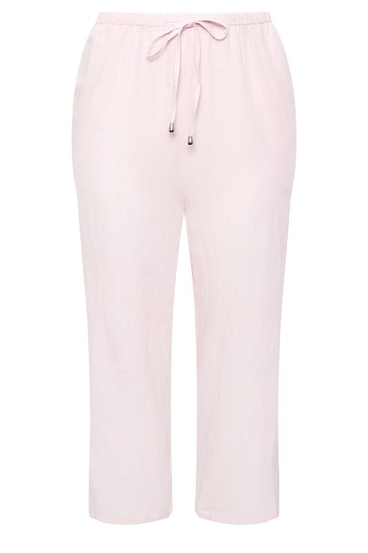 YOURS Plus Size Light Pink Wide Leg Linen Culottes | Yours Clothing 5